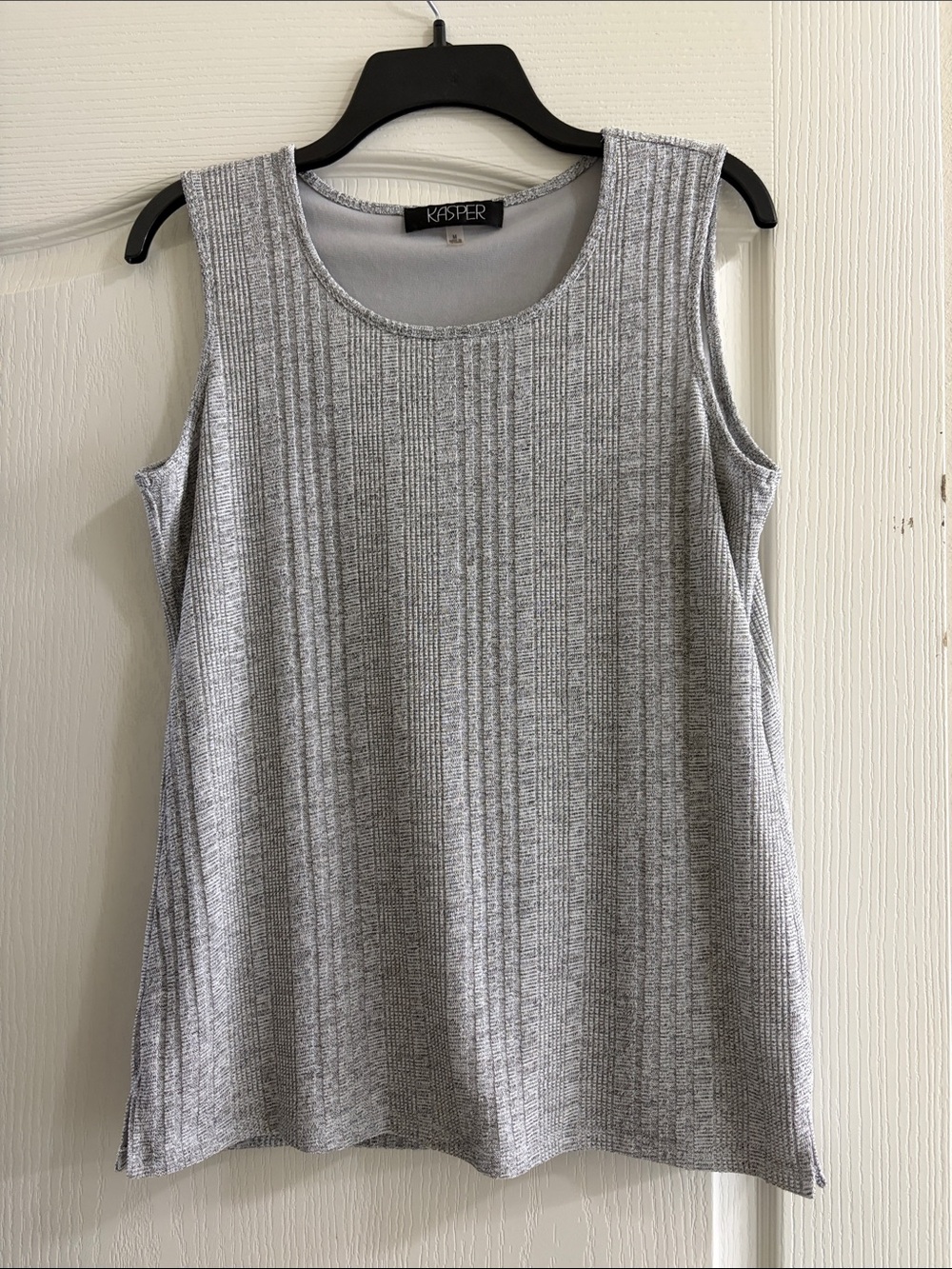Kasper Gray Textured Sleeveless Shell Top Size Medium